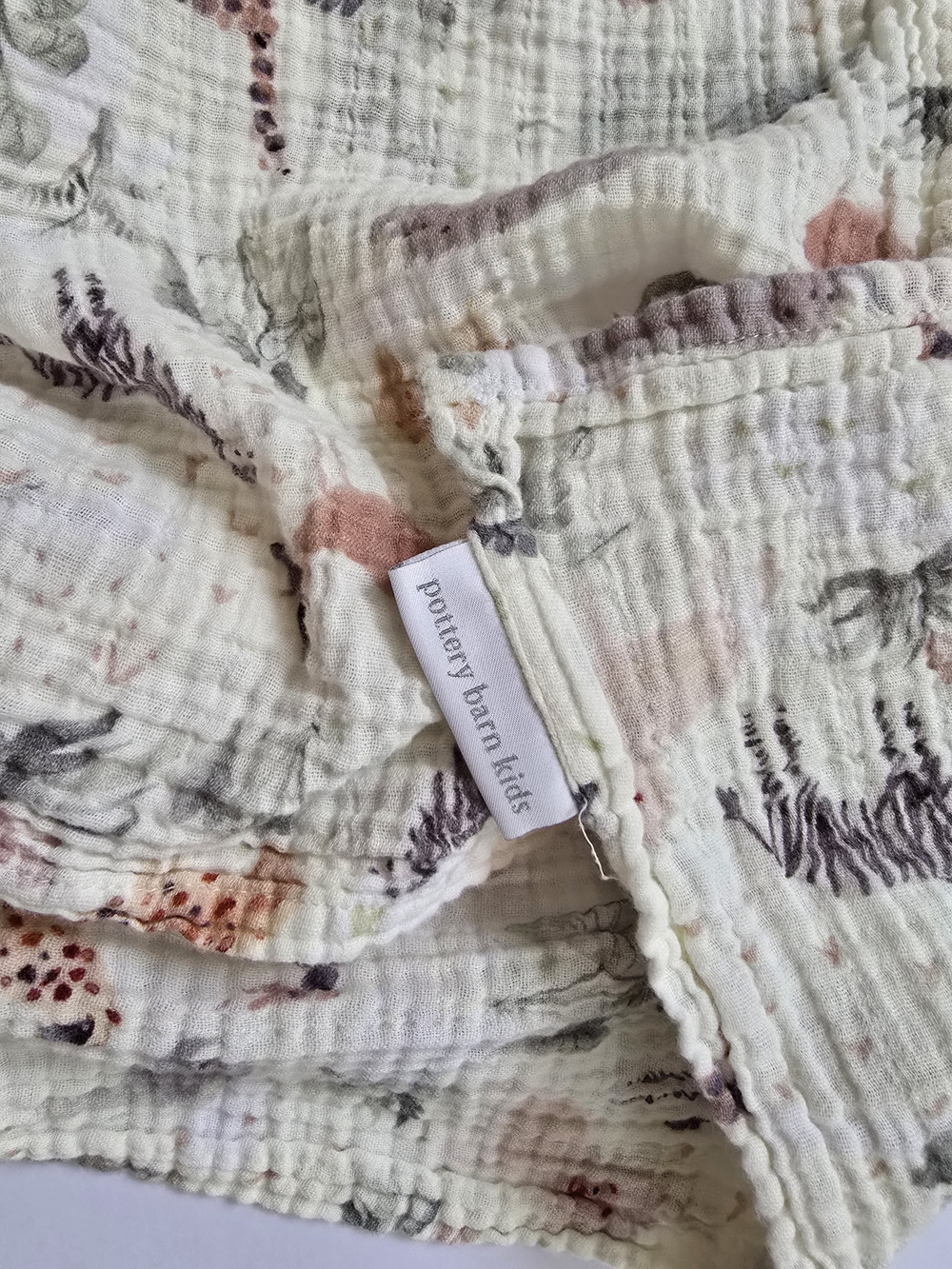Pottery Barn Kids African Animals Muslin Swaddle Blanket
